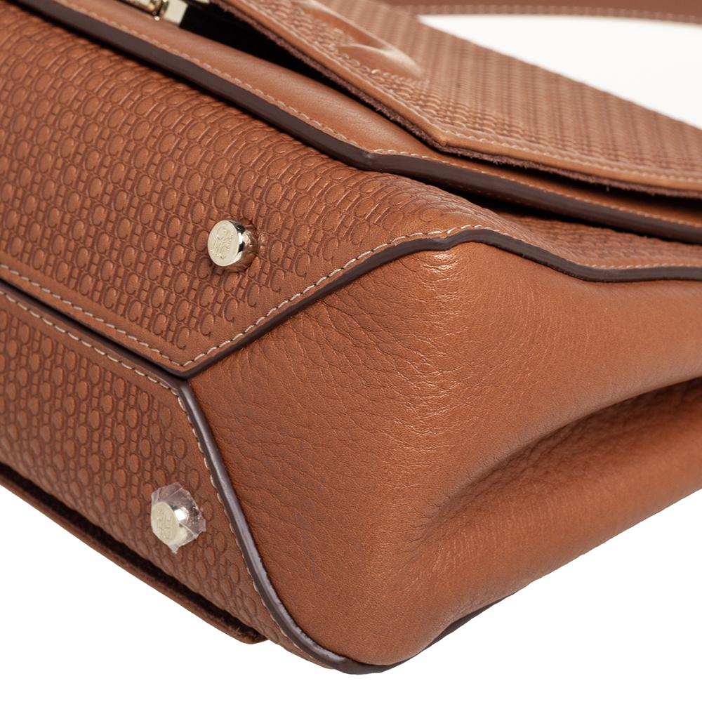 Carolina Herrera Borsa a tracolla media Doma Insignia in pelle Monogram Tan 4