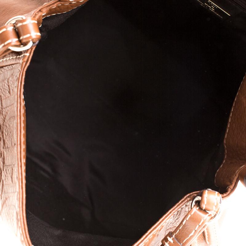 Carolina Herrera Tan Monogram Leather Shoulder Bag 4