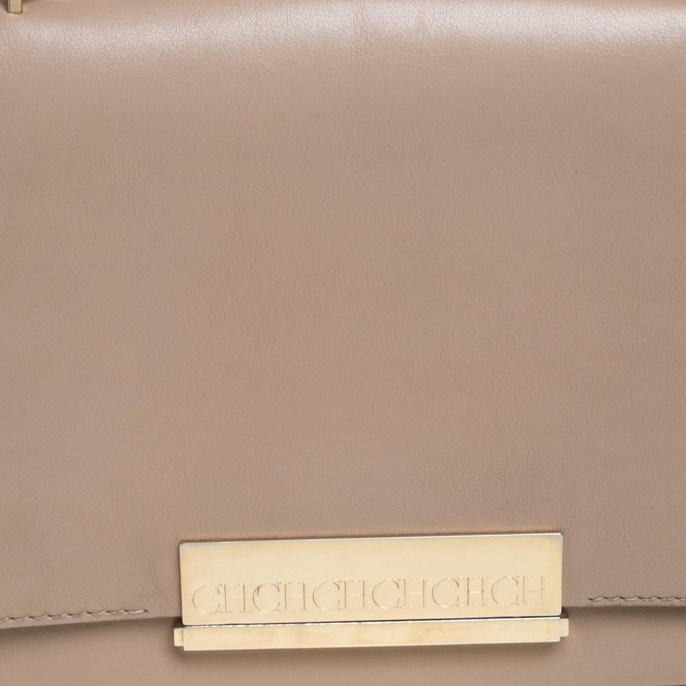 Brown Carolina Herrera Tri Color Leather Flap Shoulder Bag