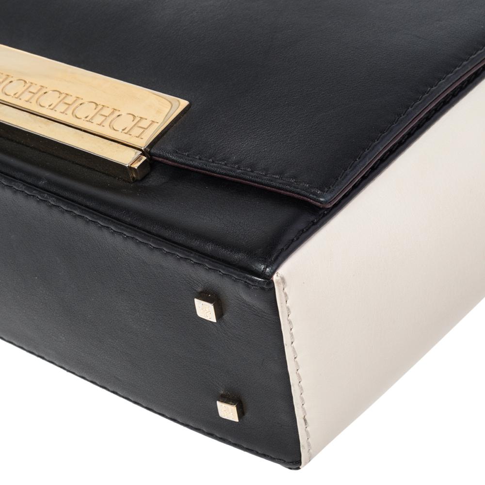 Carolina Herrera Dreifarbige Umhängetasche aus Leder mit Metallklappe 2