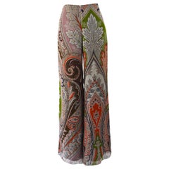 Carolina Herrera Vintage Silk Paisley Palazzo Pants