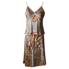Carolina Herrera Vintage Silk Paisley Zweiteiliges Set - Camisole & Rock - 2000s