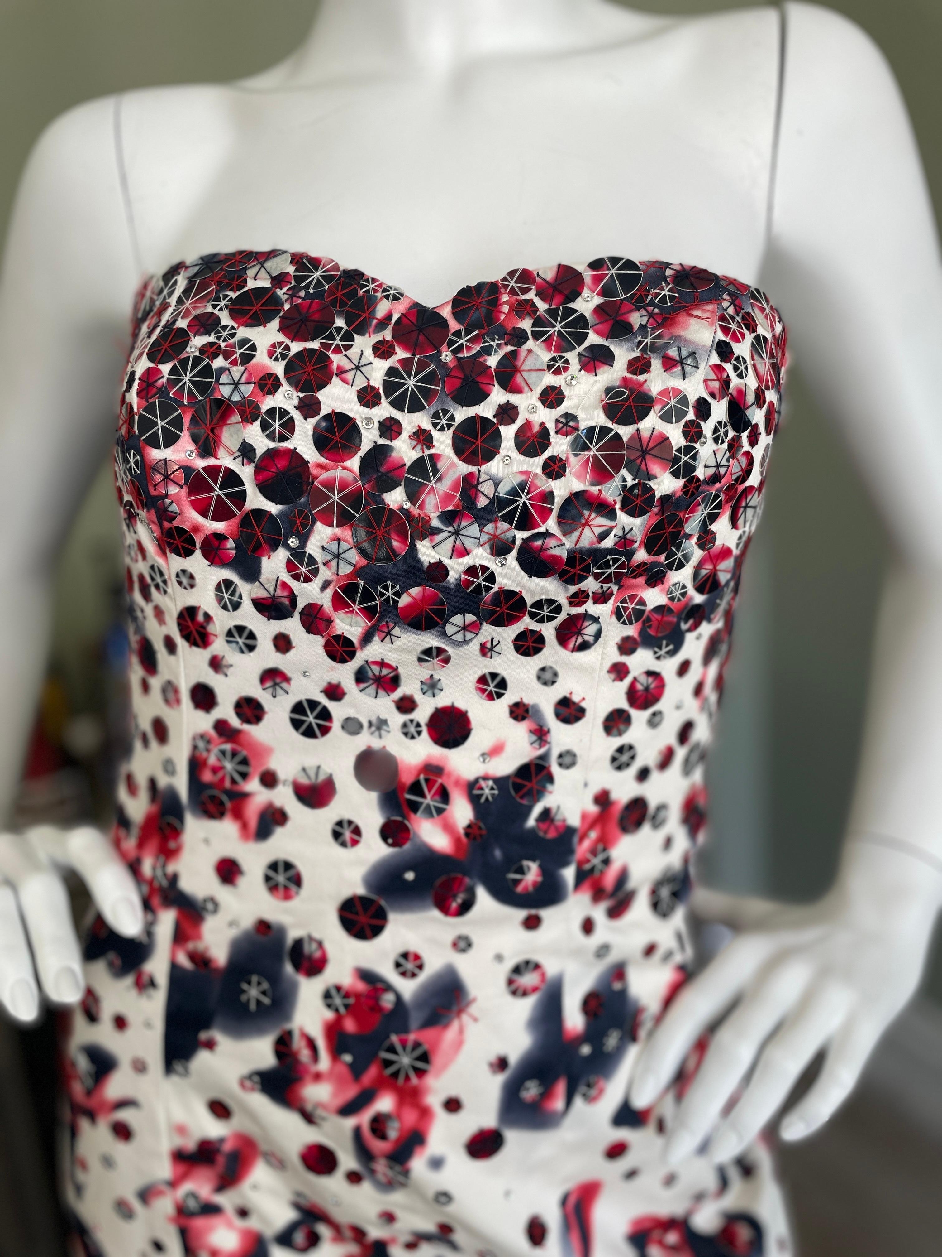 Carolina Herrera Vintage Strapless Floral Embellished Mermaid Dress with Train In Excellent Condition For Sale In Cloverdale, CA