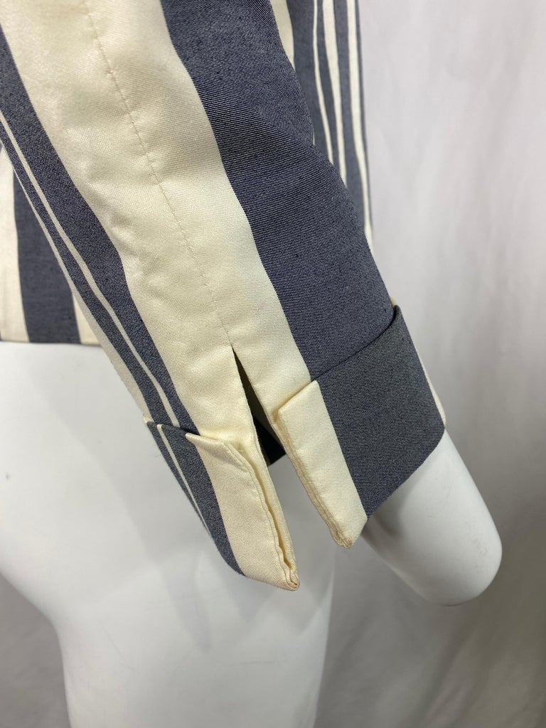 Carolina Herrera White and Blue Blazer Jacket, Size 6 For Sale at 1stDibs