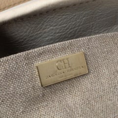 Carolina Herrera White/Blue Textured Leather And Suede Tote