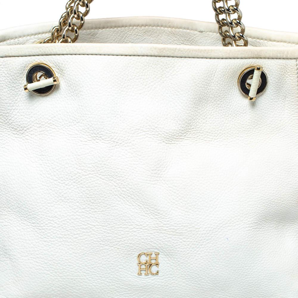 Donna Carolina Herrera - Tote in pelle e pelle scamosciata con texture bianco/blu