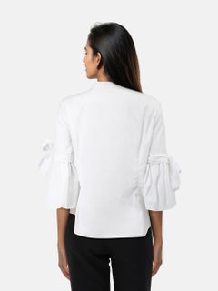 Carolina Herrera White Bow Sleeves Blouse Size XXL