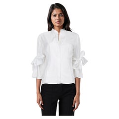 Carolina Herrera White Bow Sleeves Blouse Size XXL