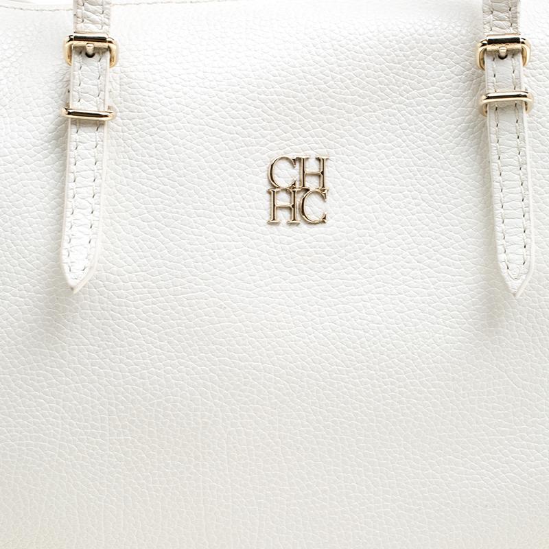 Carolina Herrera White Leather Shopper Tote 4