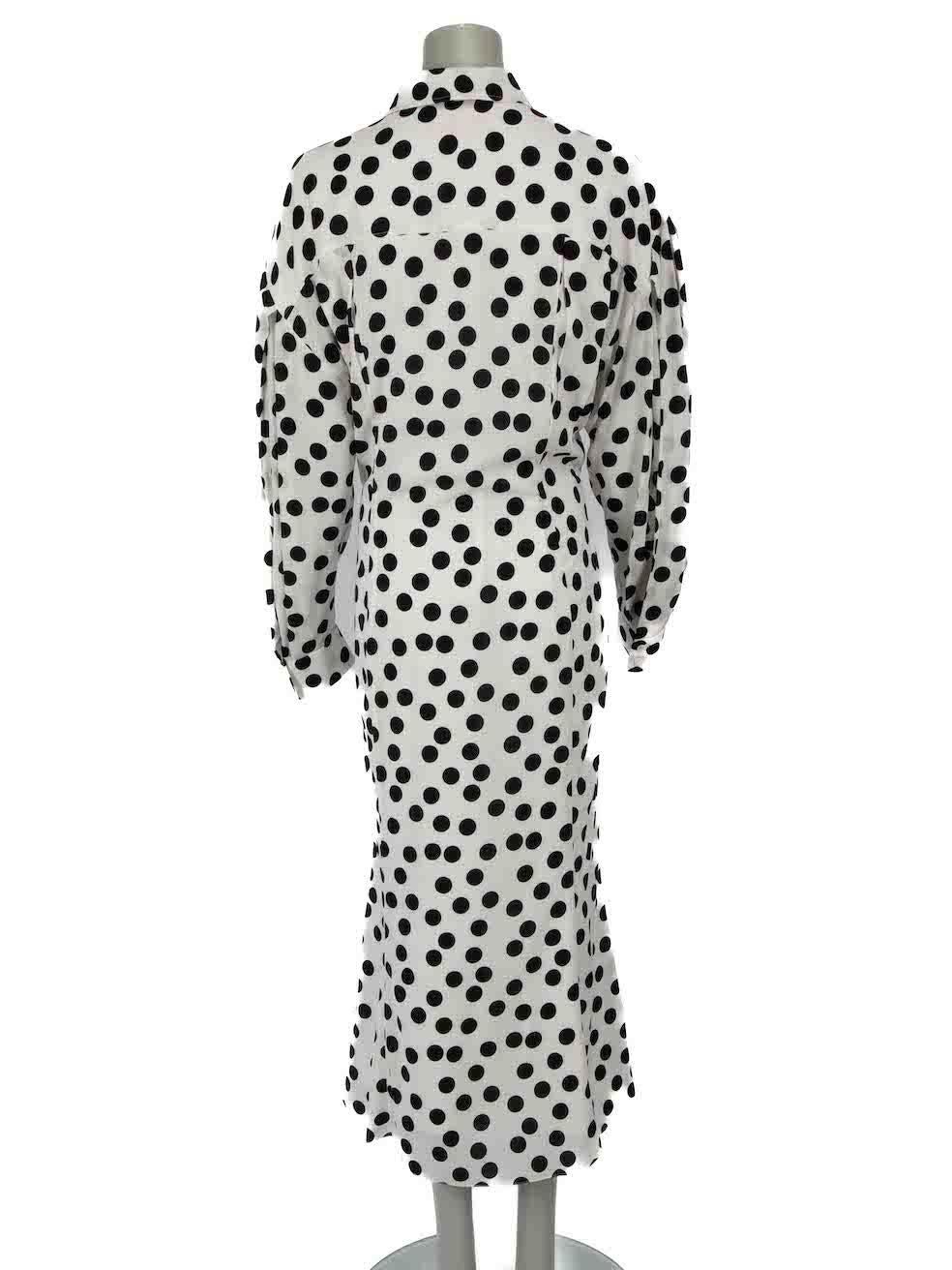 Carolina Herrera White Polka Dot Shirt Dress Size XL In Excellent Condition For Sale In London, GB