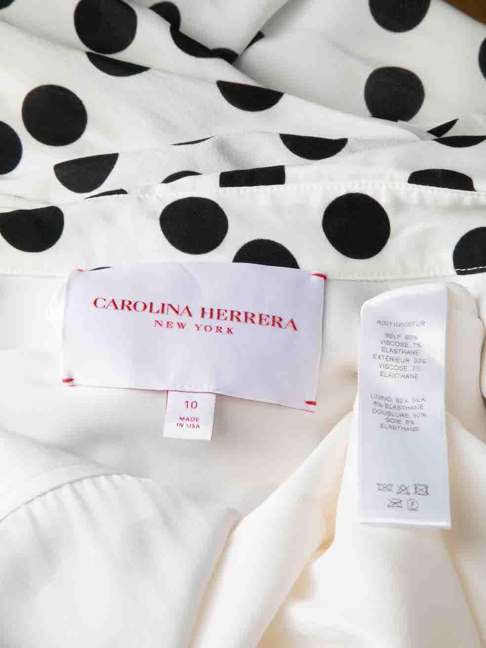 Women's Carolina Herrera White Polka Dot Shirt Dress Size XL For Sale