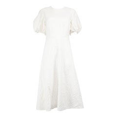 Carolina Herrera, robe midi blanche à manches bouffantes en jacquard, taille S