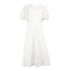 Carolina Herrera, robe midi blanche à manches bouffantes en jacquard, taille S
