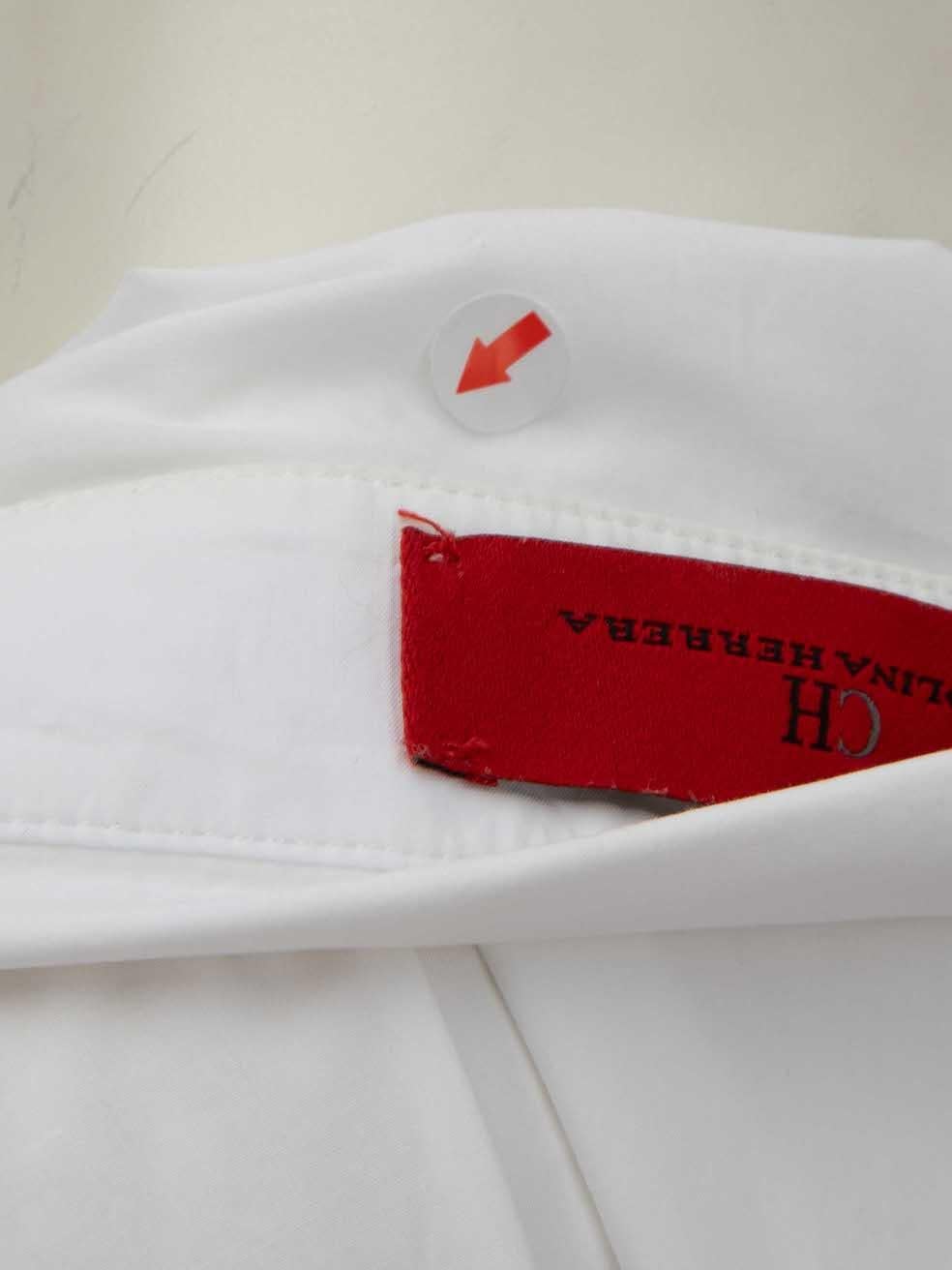 Carolina Herrera White Two-Tone Belted Shirt Dress Size XL For Sale 2