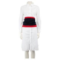 Carolina Herrera White Two-Tone Belted Shirt Dress Size XL