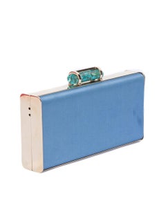Carolina Herrera Women's Blue Satin Metal Frame Clutch