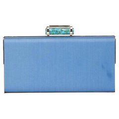 Carolina Herrera Women's Blue Satin Metal Frame Clutch