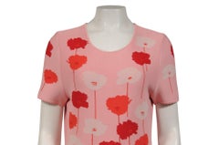 Carolina Herrera Womens Floral Intarsia Knit Dress Size XL Pink Red Pleated