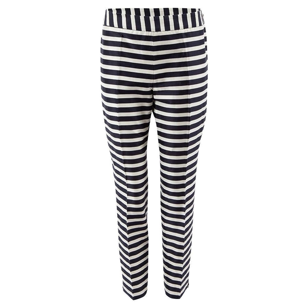 Carolina Herrera Women's Navy & White Striped Straight Trousers