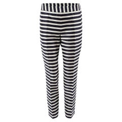 Carolina Herrera Women's Navy & White Striped Straight Trousers