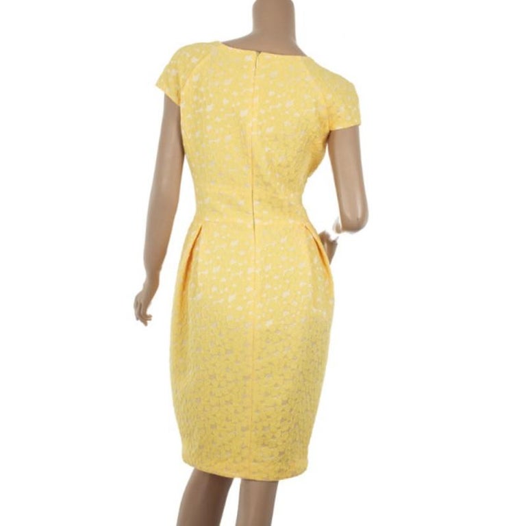 Carolina Herrera Yellow Cotton Lace Dress M For Sale at 1stDibs ...