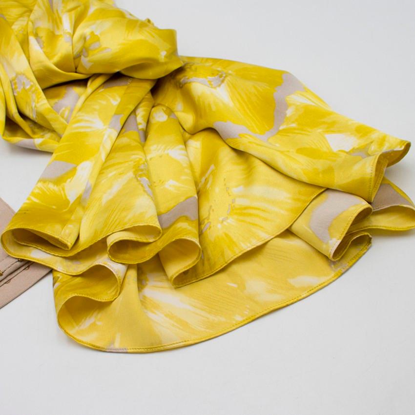Carolina Herrera Yellow Floral Strapless Silk Gown US 2 1