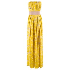 Carolina Herrera Yellow Floral Strapless Silk Gown US 2 at 1stDibs ...