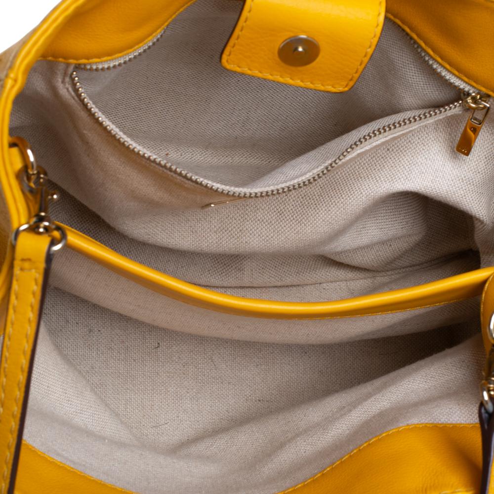 Carolina Herrera Yellow Leather Charm Tote 4