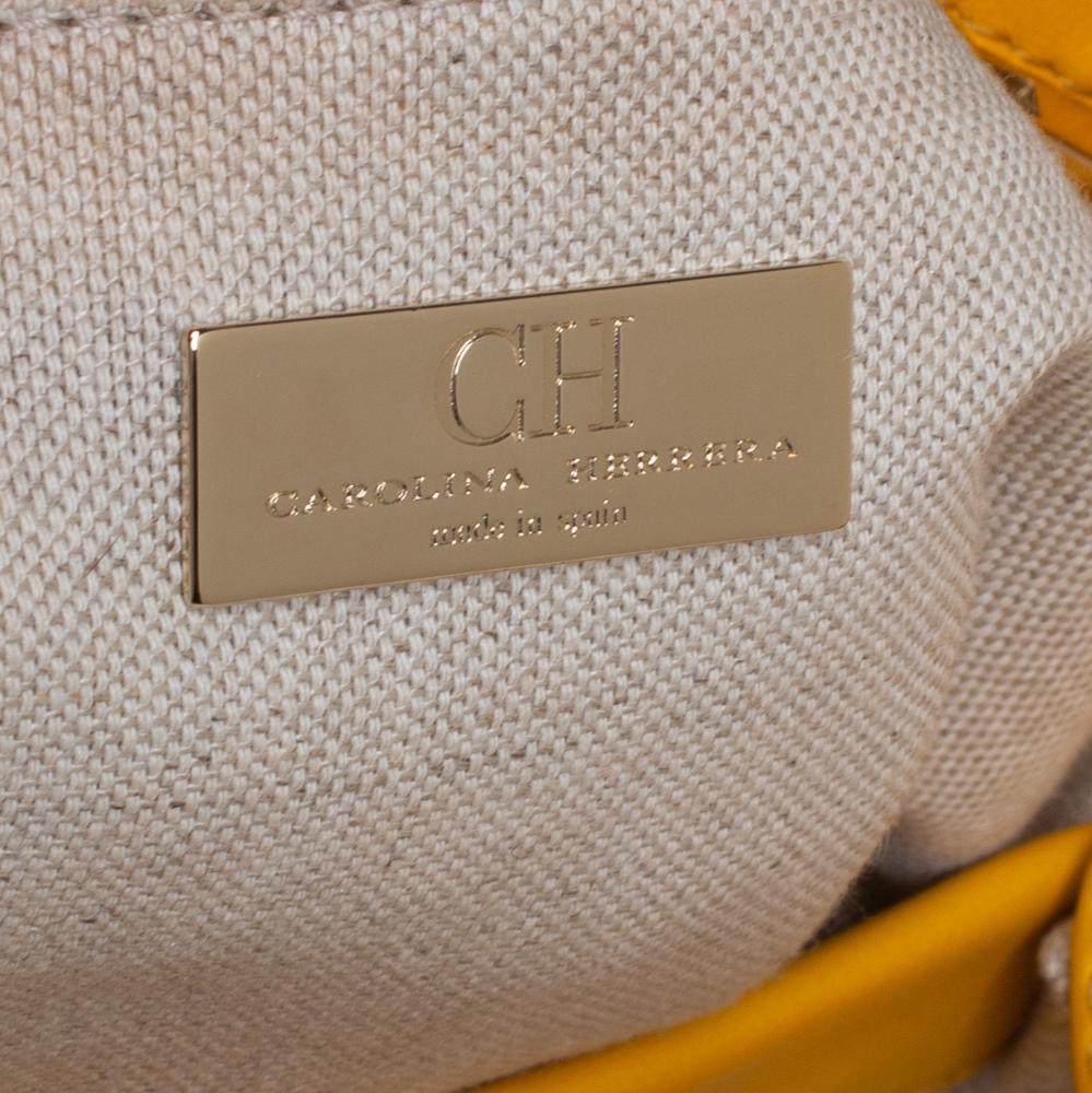 Carolina Herrera Yellow Leather Charm Tote 1