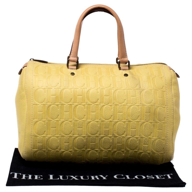 Carolina Herrera Yellow Leather Large Andy Boston Bag For Sale at 1stDibs