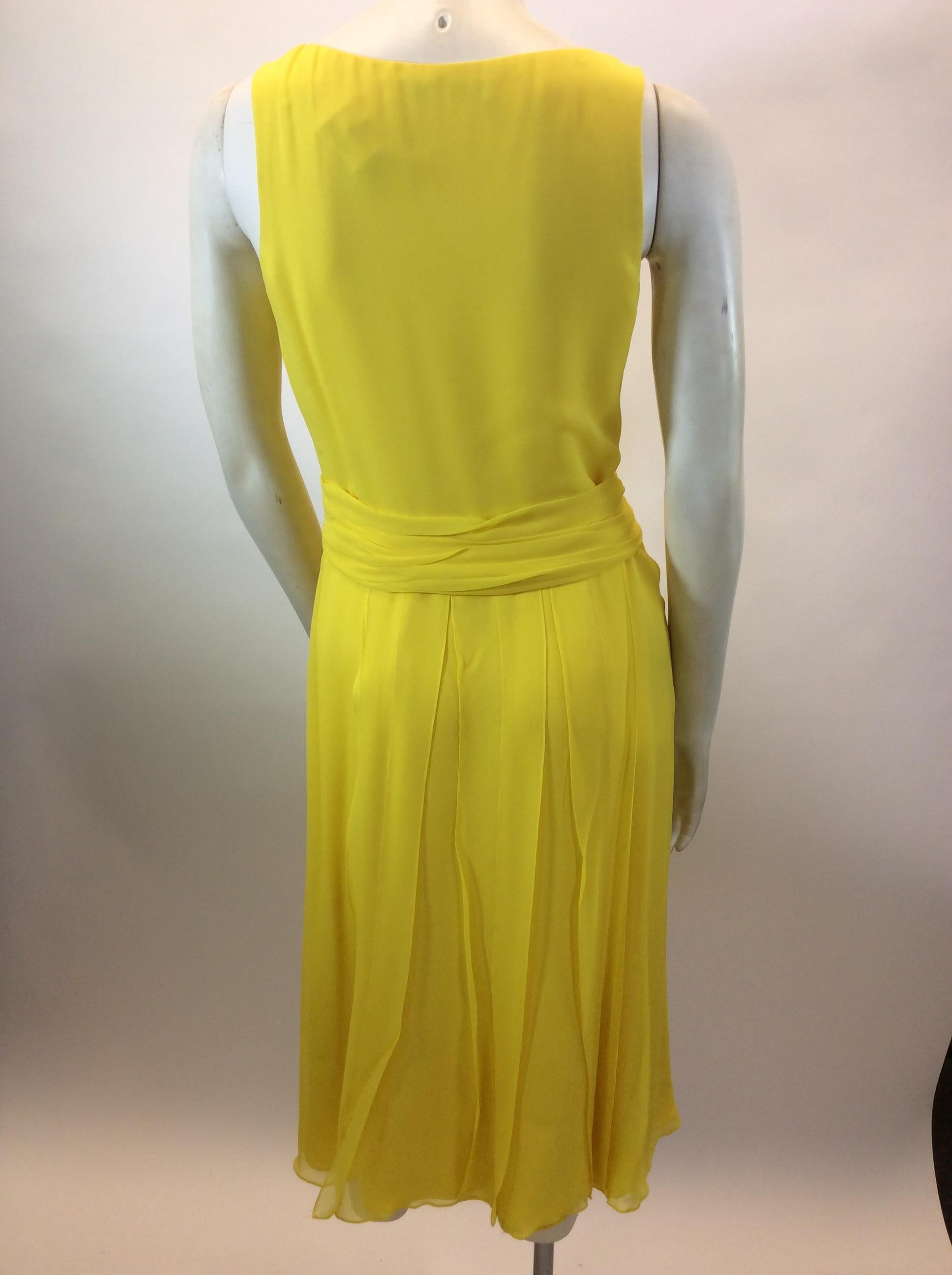 Carolina Herrera Yellow Silk Dress In Good Condition For Sale In Narberth, PA
