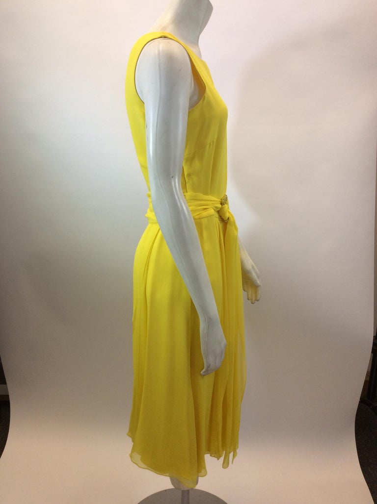 Carolina Herrera Yellow Silk Dress For Sale at 1stDibs