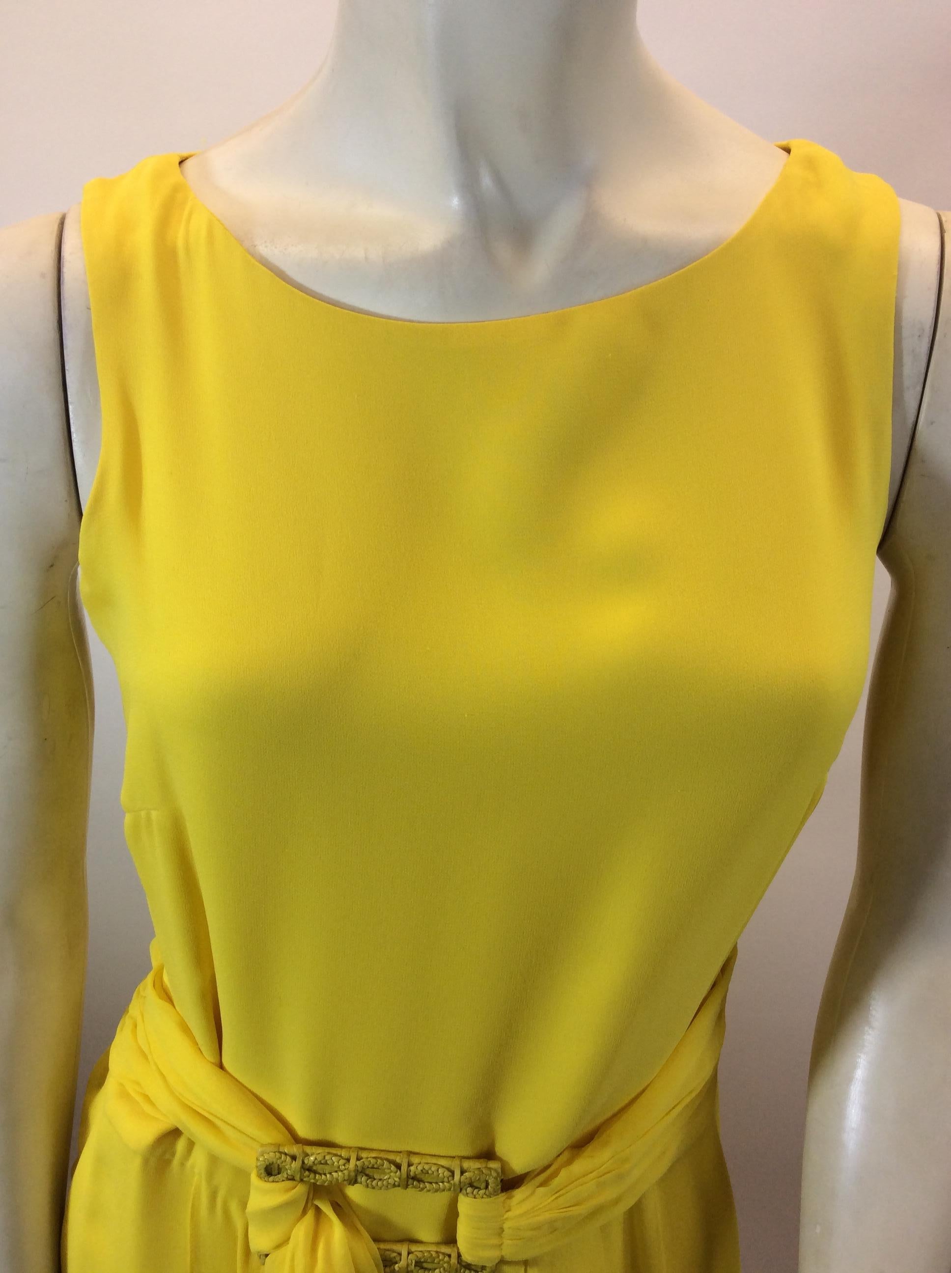 Carolina Herrera Yellow Silk Dress For Sale 1