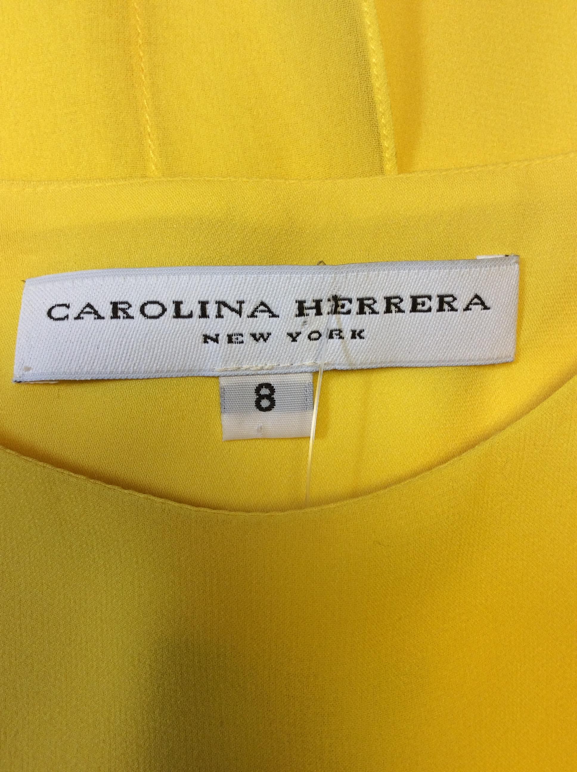 Carolina Herrera Yellow Silk Dress For Sale 3