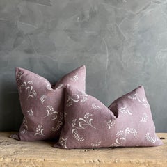 Carolina Irving Linen Mimosa Viola Lumbar Pillow 15" 24" with Down Insert