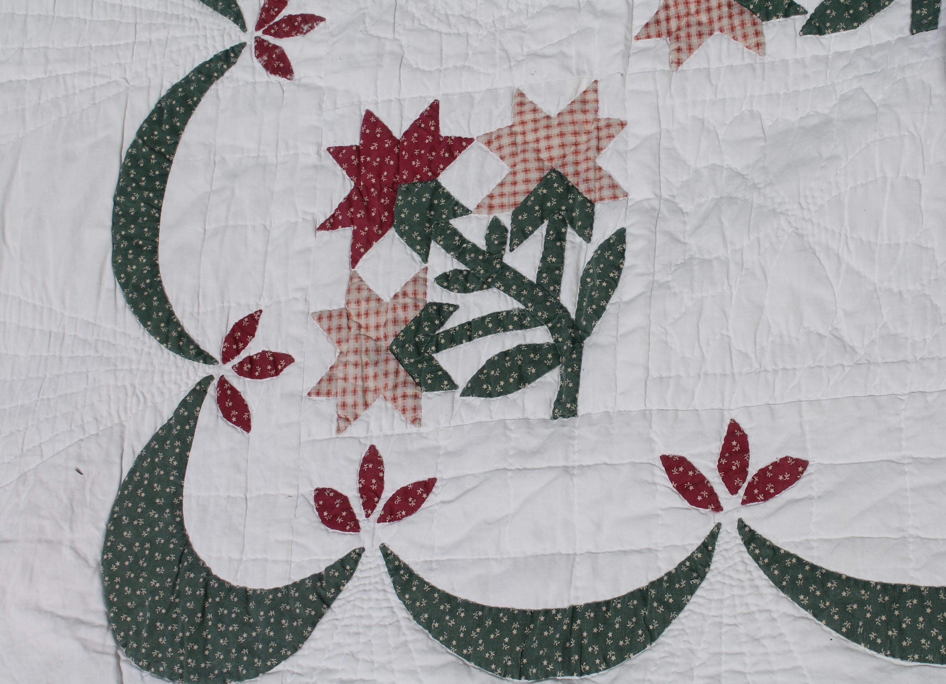 Hand-Crafted Carolina Lily Applique Quilt