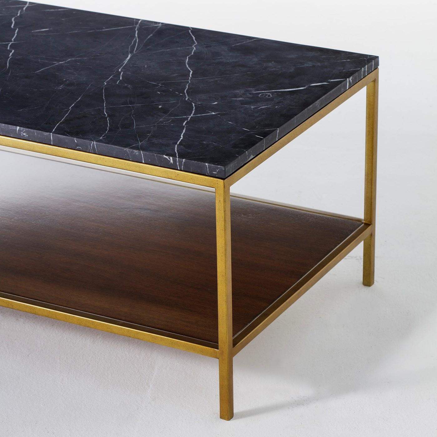 Contemporary Carolina Long Coffee Table with Black Marquina Marble Top For Sale