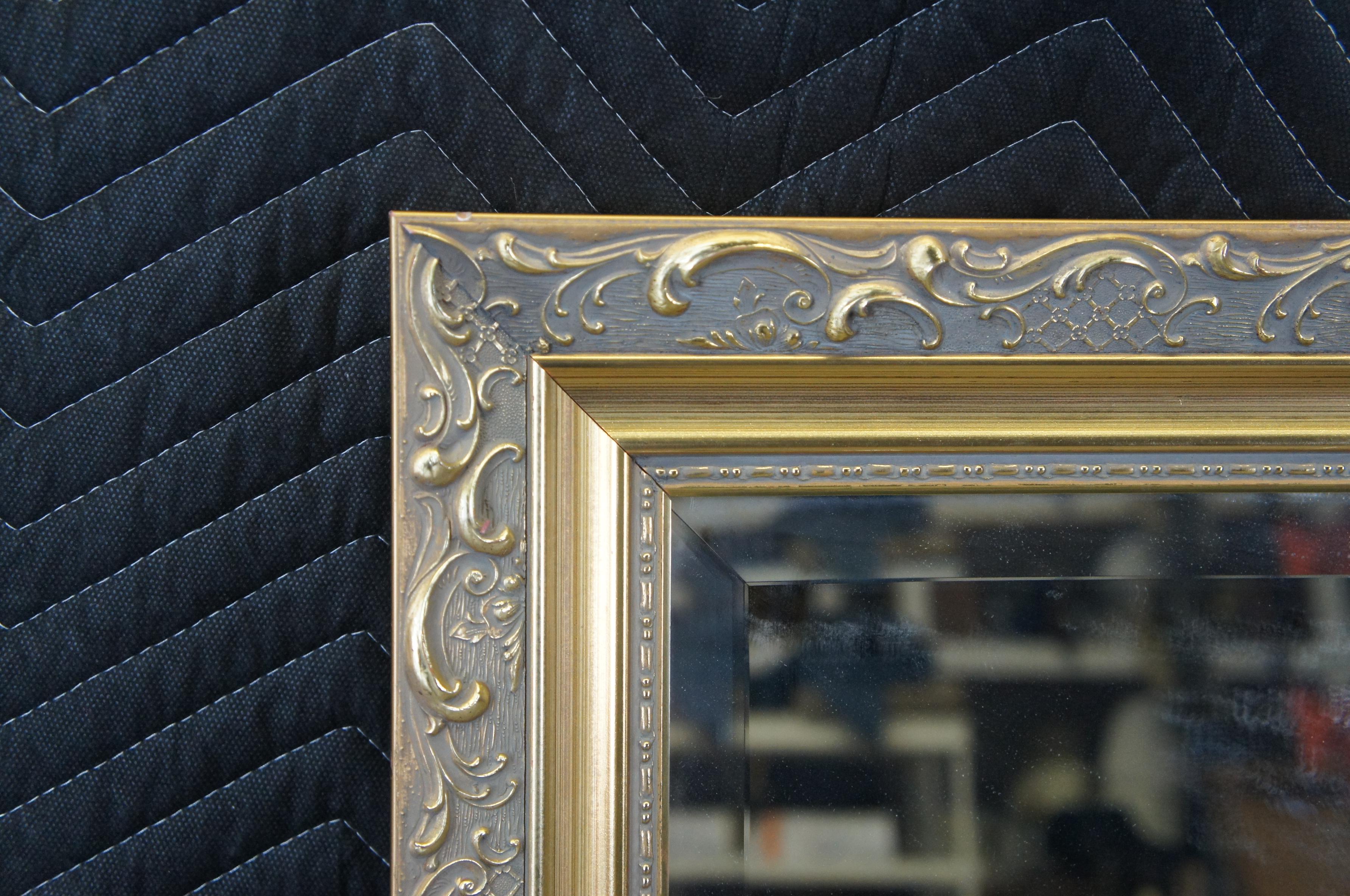 Carolina Mirror Company Rectangular Gold over Mantel Wall Mirror Beveled Glass In Good Condition For Sale In Dayton, OH