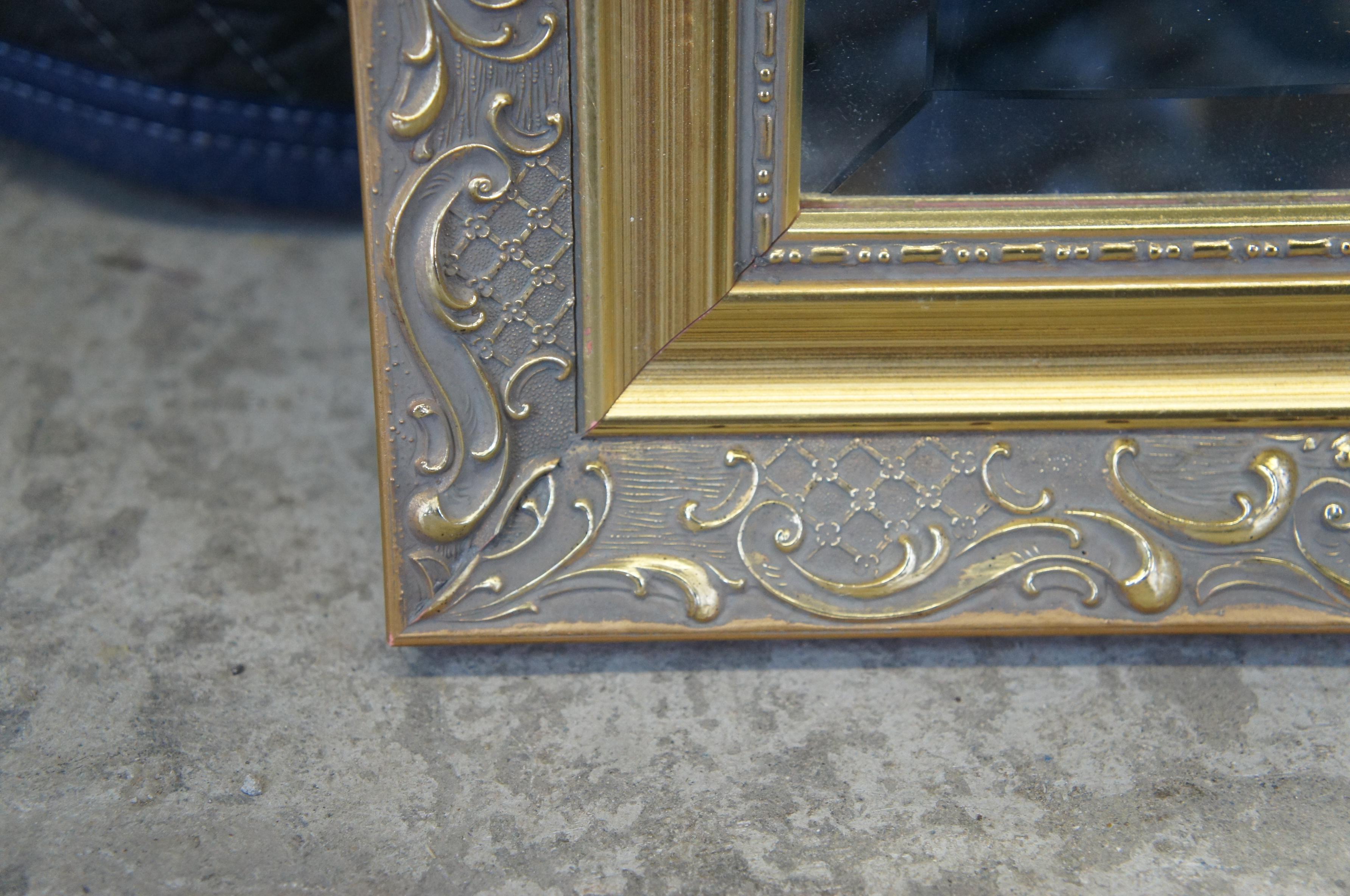 20th Century Carolina Mirror Company Rectangular Gold over Mantel Wall Mirror Beveled Glass For Sale