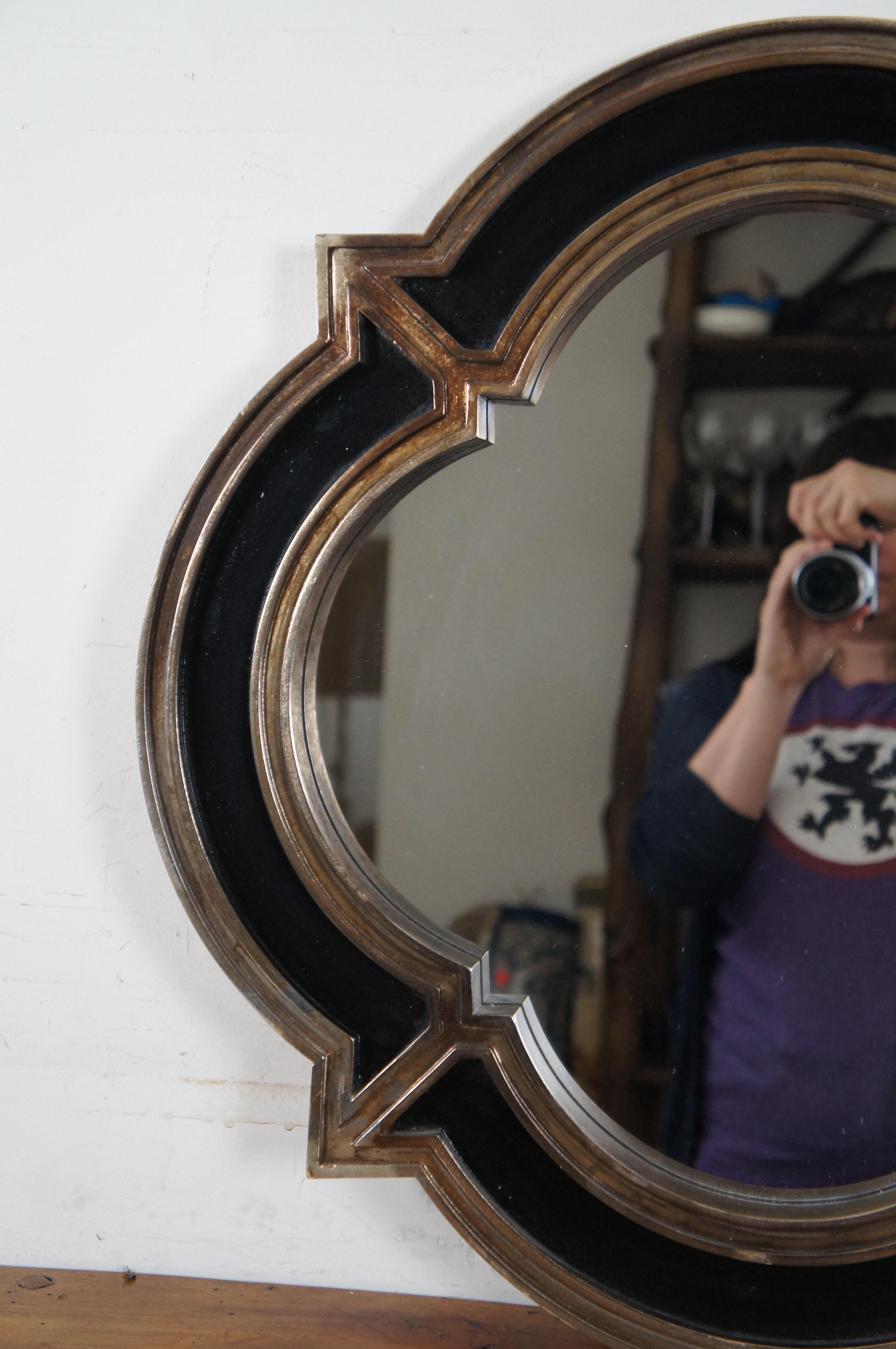 Carolina Mirror Crown Fine Arts Quatrefoil Mirror Black Gilt Champagne 24” 3