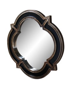Carolina Mirror Crown Fine Arts Quatrefoil Mirror Black Gilt Champagne 24”