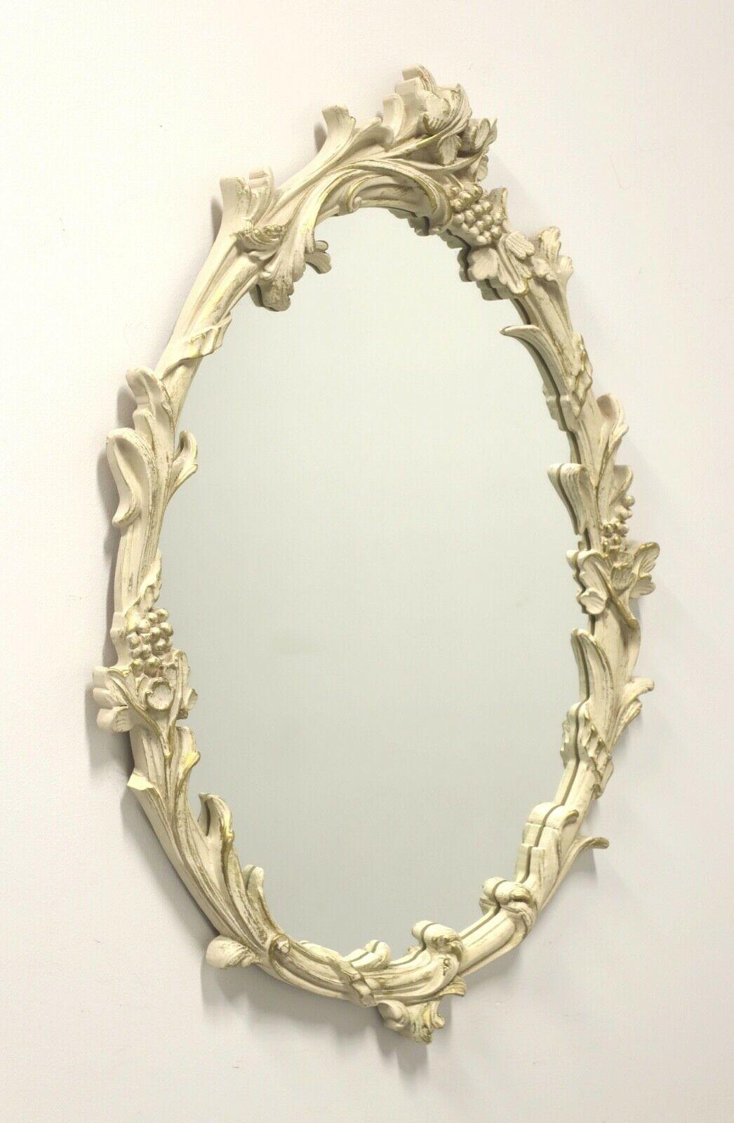 CAROLINA MIRROR Oval Wall Mirror with Flora Motif In Good Condition In Charlotte, NC