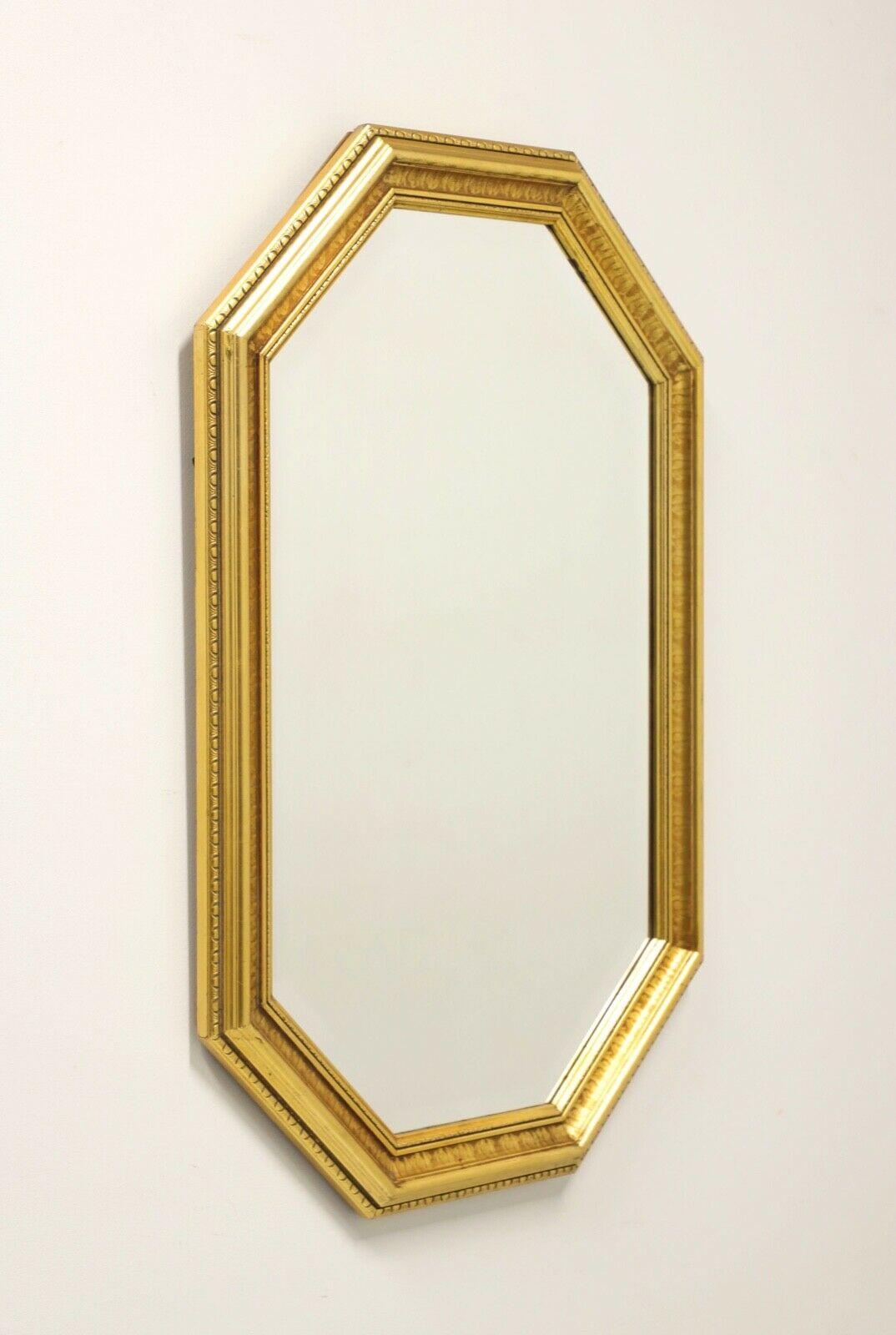 CAROLINA MIRROR Traditional Octagonal Beveled Wall Mirror in Gold Frame In Good Condition For Sale In Charlotte, NC