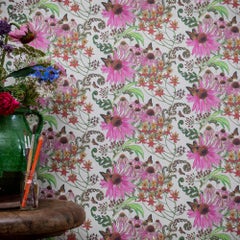 Carolina Monarch in Cream Tropical Botanical Wallpaper