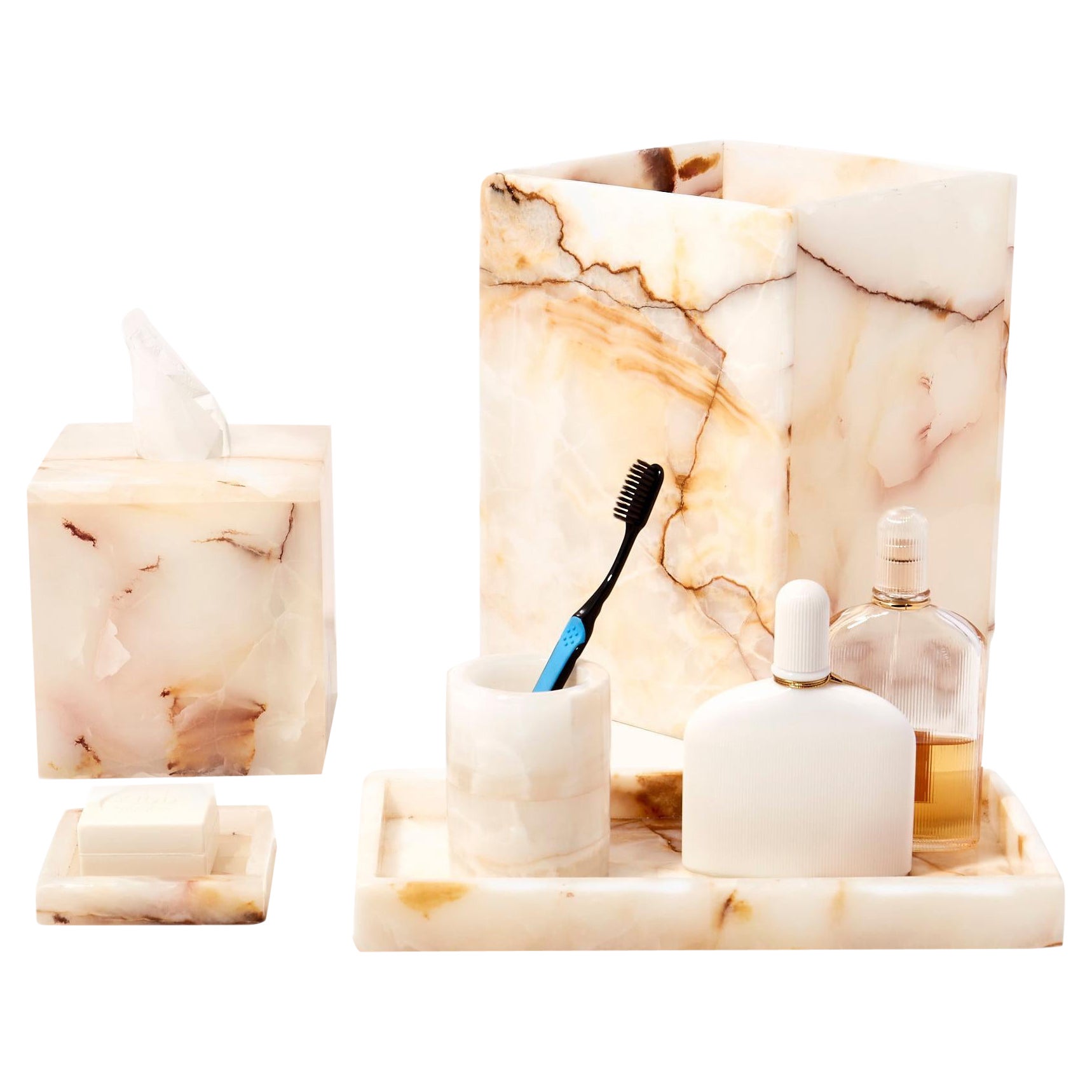 Set di accessori da bagno e secchio per la carta Carolina Onyx