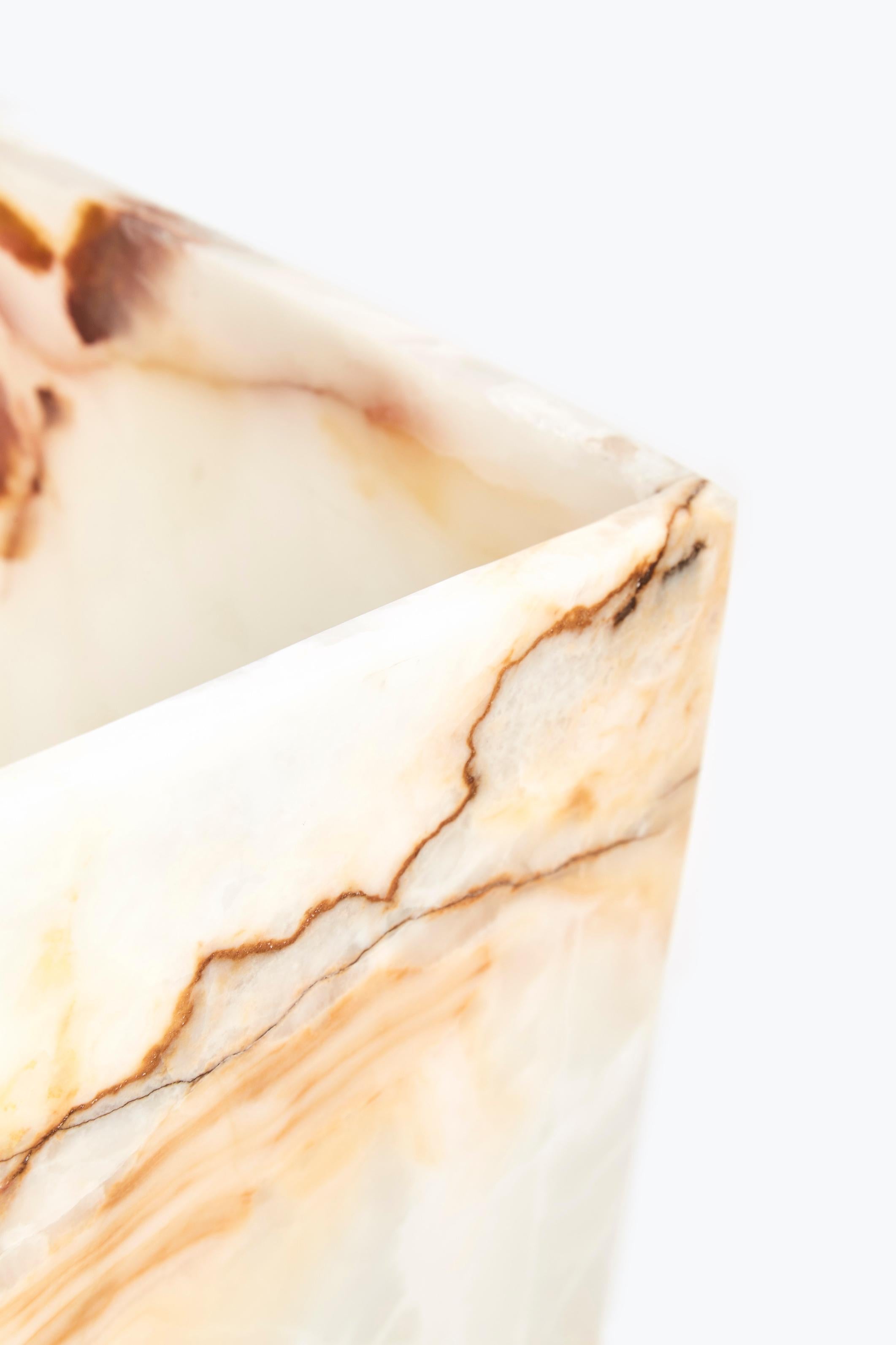 Argentine Carolina Paper Bucket, Cream Onyx Stone For Sale