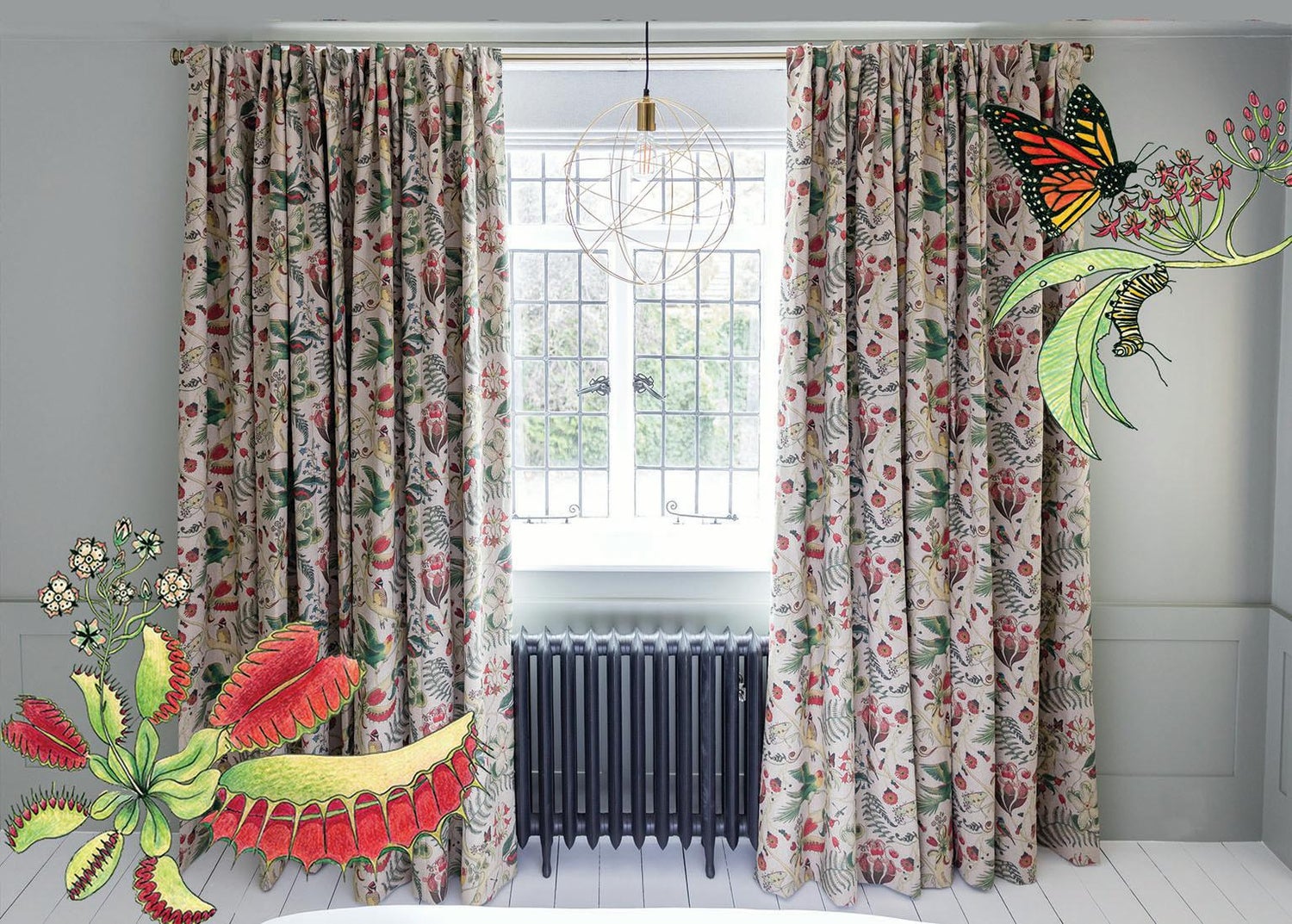 Carolina Parakeets Tree Of Life In Forest Tropical Printed Curtain