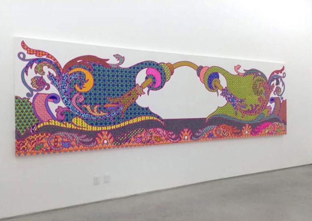 CAROLINA PONTE
Crochet, 2016

60 x 200 inches (150 x 500 cm)
Acrylic on Linen

Magnificent Acrylic Painting on Linen. Unique.

The extended present time and the attention in it appear as very distant and opposed to contemporary anxieties. Colors,