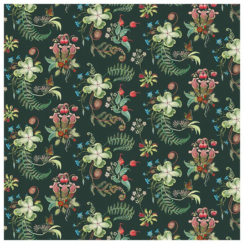 Carolina Posies in Forest Tropical Botanical Wallpaper