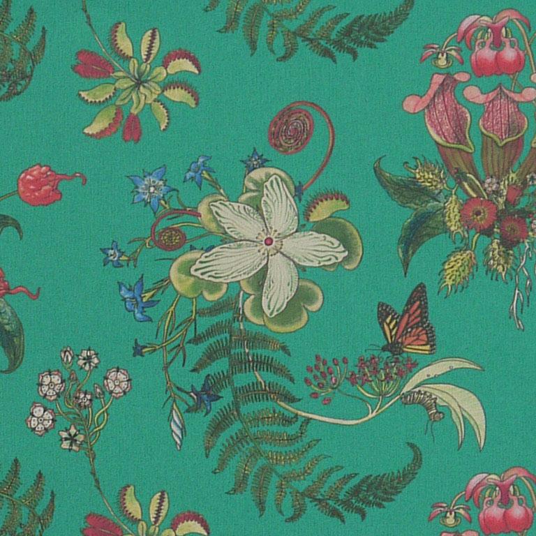 teal botanical wallpaper